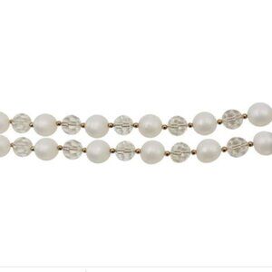 Vintage 1950s Signed Napier White Moonglow & Clear Beaded Bracelet